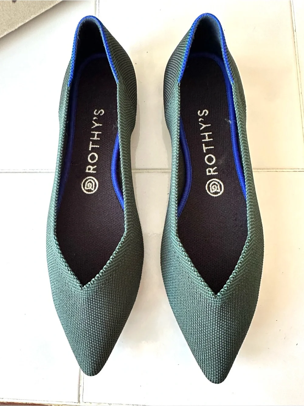 Rothy’s The Point Emerald Green Flats Size 9.5 Retired